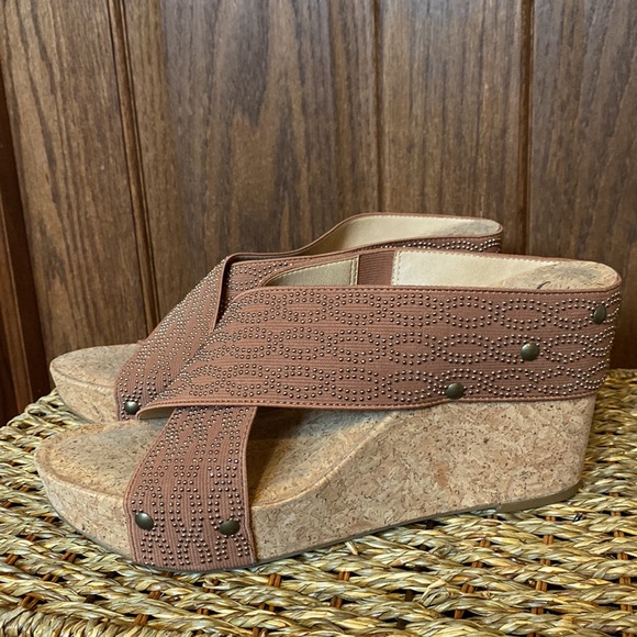 Lucky Brand Miller Wedge Studded Sandal-Brown-Women’s Size 9.5 - Picture 6 of 13
